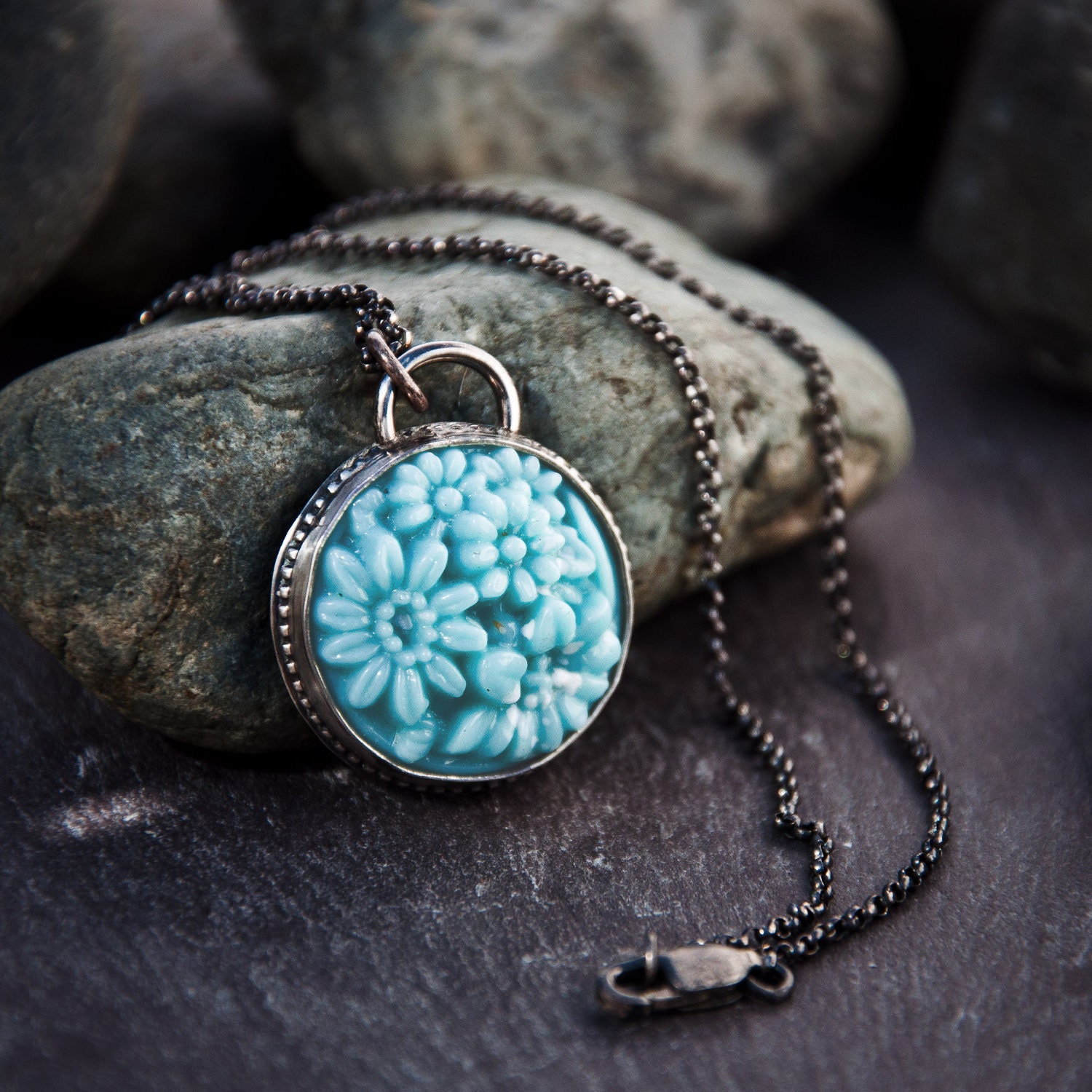 Sky Blue Vintage Japanese Glass Pendant