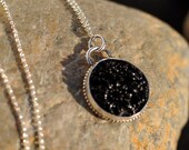 Dramatic Black Vintage Japanese Glass Pendant