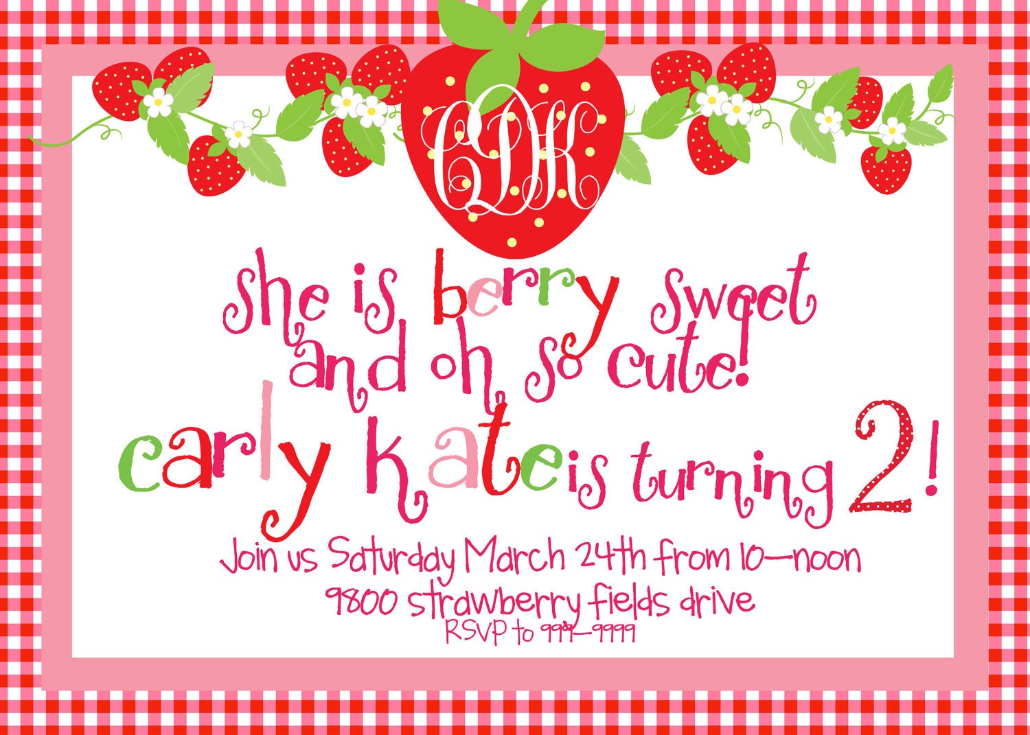 DIY Strawberry Birthday Invitations Printable Party Kit invite, favor tag and cupcake toppers Il_170x135