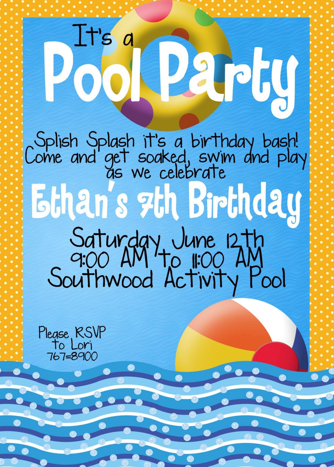 Pool Party Invitations Il_570xn