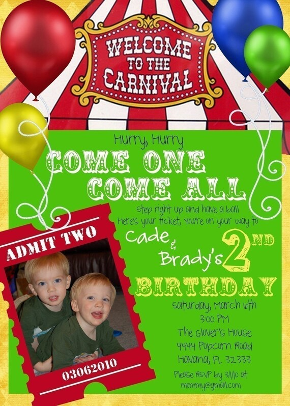 Carnival Birthday Invitation Il_570xn