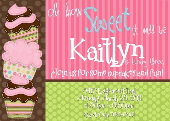 So sweet Cupcake Birthday Invitation Il_570xn