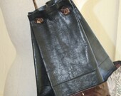 Black and Brown Leather Knapsack - Backpack - Bohemian - Hippie - Rockabilly