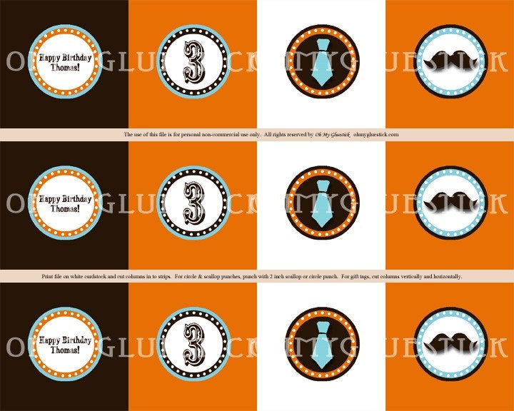Mustache Bash Printable Party Circles by Oh My Gluestick