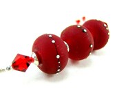 Red Glass Necklace, Etched Lampwork Glass Bead Necklace, Red Necklace, Red Glass Bead Necklace - Scarlett O'Hara