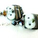 Owl Earrings, Brown Beige Owl Lampwork Bead Earrings, Owl Glass Bead Earrings, Bird Earrings - Bob & Joe