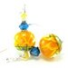 Yellow Lampwork Earrings, Orange Yellow Flower Earrings, Orange Yellow Blue Encased Flower Earrings, Summer Earrings - Gerbera Daisies