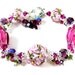 Purple Lampwork Bracelet, Purple Pink Floral Bracelet, Flower Bracelet, Glass Bead Bracelet, Fuchsia and Purple Bracelet - Ambrosia