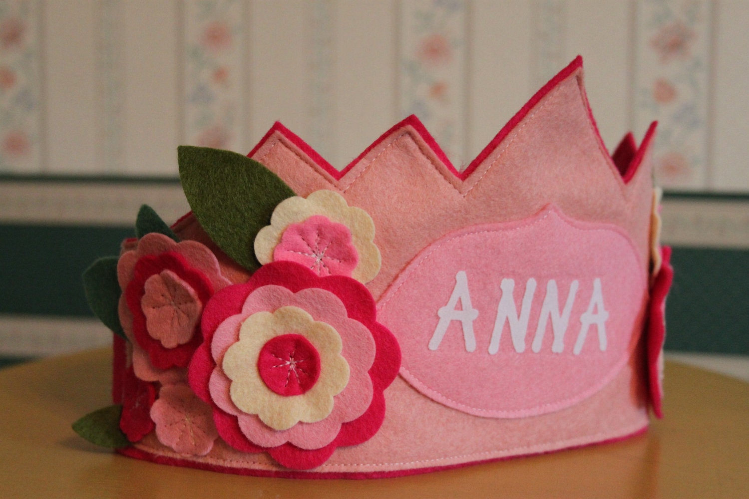 I LOVE Pink  Flower Birthday Crown