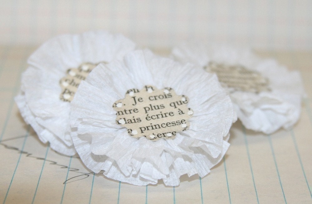 4 White Crepe Paper Flowers