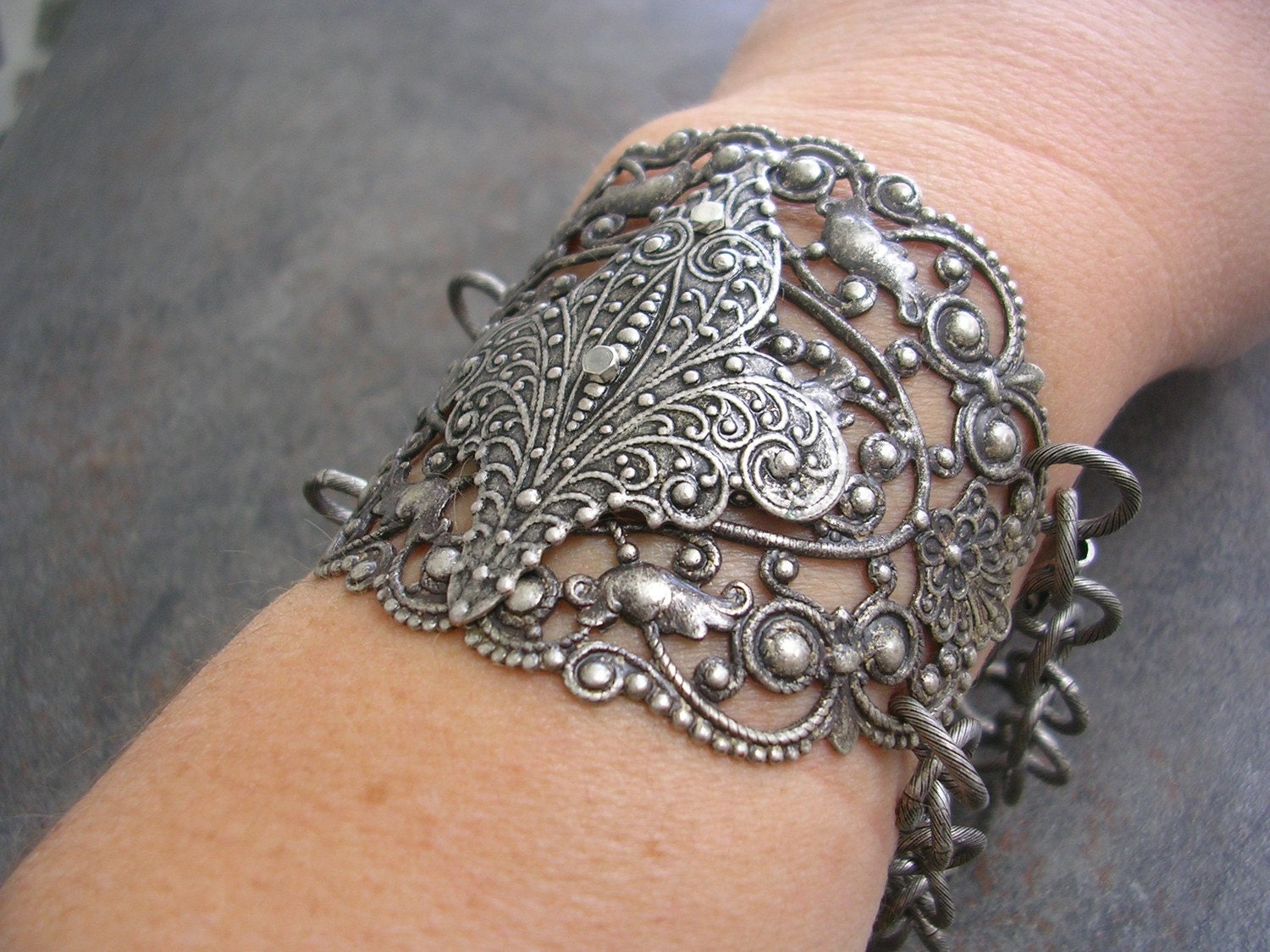 Silver Fleur de Lis Medieval Gothic Bracelet