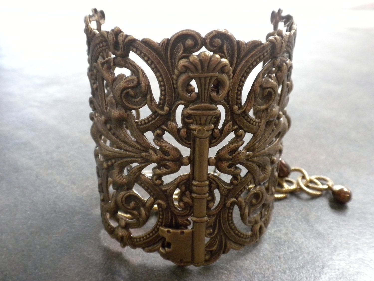 Extra Wide Steampunk Skeleton Key Bracelet