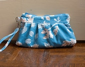 bridesmaid gift // wristlet clutch in sky blue // small zipper purse // blue twig // made to order // the delta clutch