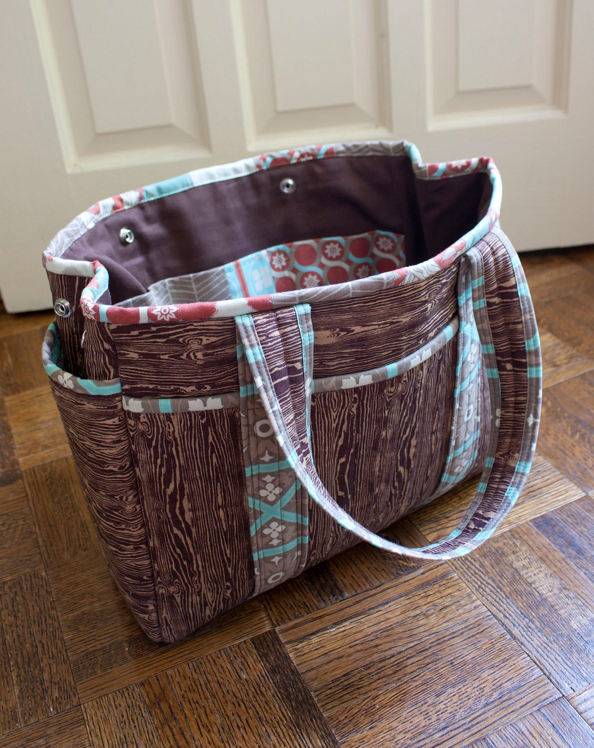 boys diaper bag // modern joel dewberry shoulder bag // wood grain shoulder bag