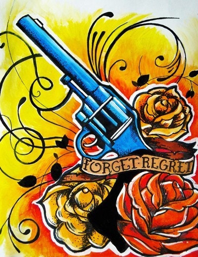 Tattoo Flash Revlover Art Forget Regret