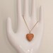 Vintage Sarah Coventry Goldtone Faux Wood Puffy Heart Pendant and Necklace