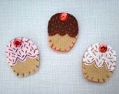 Buttercream Delight Cupcakes Eco Felt Magnets Chocolate Strawberry Vanilla Cupcake Felt Food