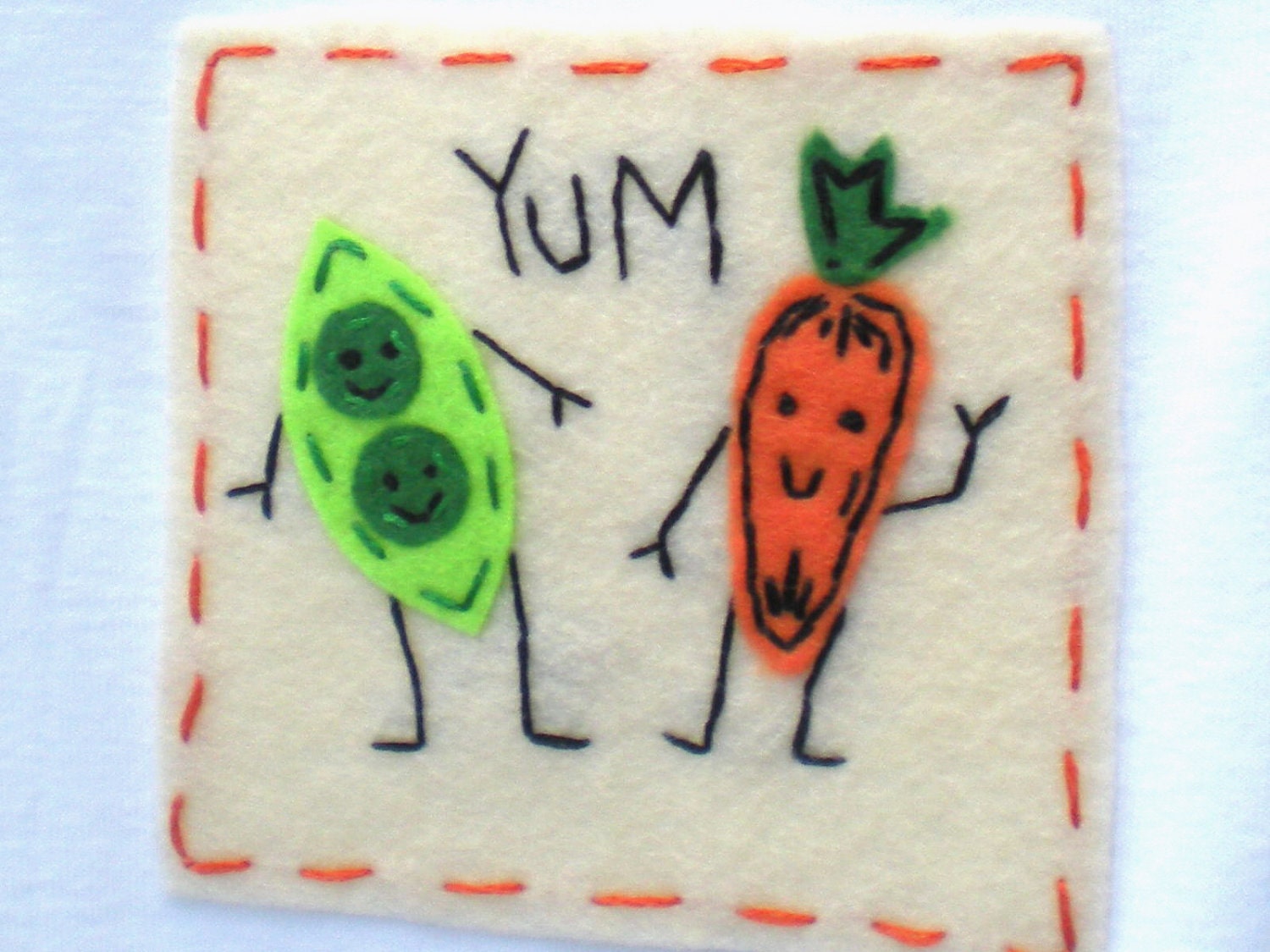 Dynamic Duos Peas and Carrots Eco Felt Applique Funny Onesie Bodysuit