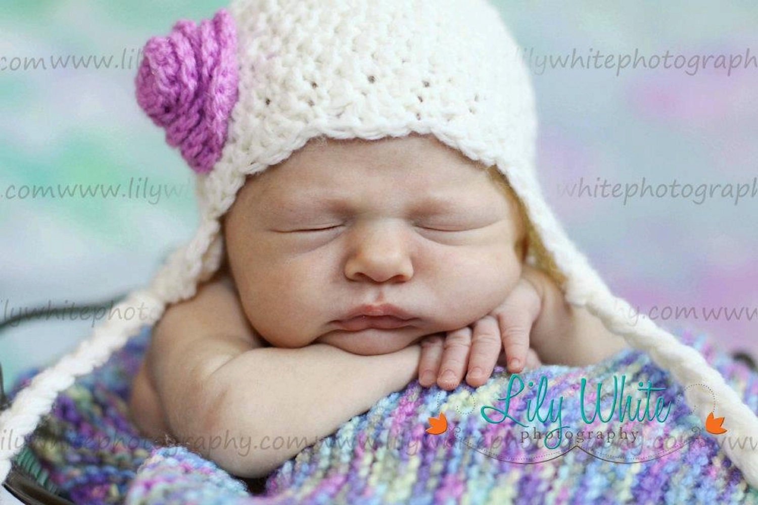 Delicate Roses Earflap Hat- Great Photography  Prop