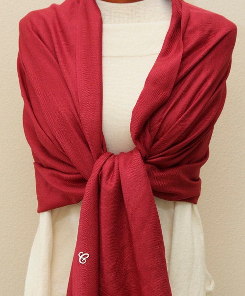 Chili christmas red Pashmina shawl, scarf, bridal bridesmaids gifts, monogrammed gifts