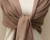 Medium brown paisley pashmina bridal shawl, bridesmaid scarf, bridesmaid wrap, personalized gifts