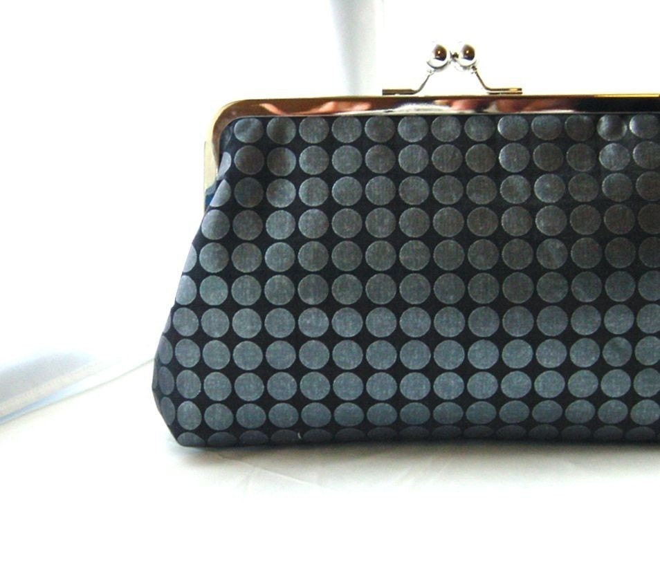 Grey Dot Clutch - Wedding Clutch - Bridesmaids Clutch - Evening Purse - Reese