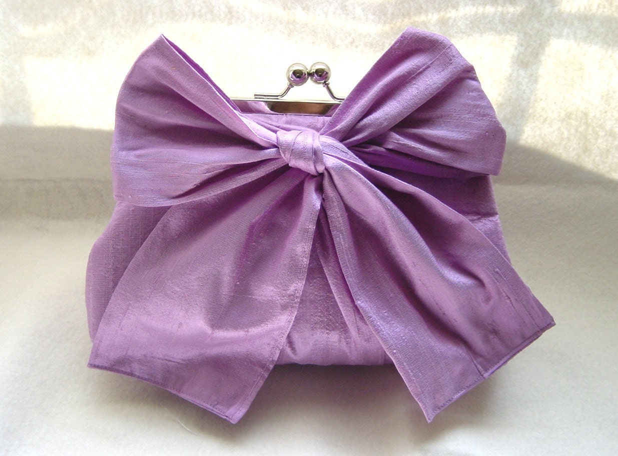 Lilac Bridal Clutch Purse - with a Bow - Marisa