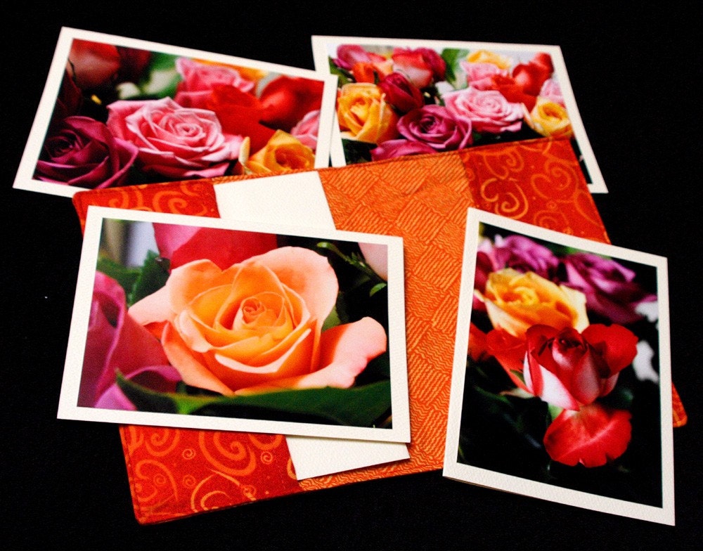 Roses Card Set with Fabric Card Holder