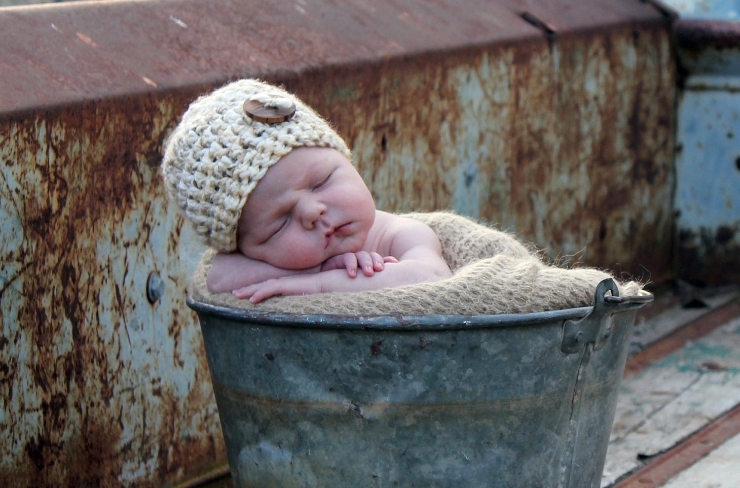 Baby Boy Hat Chunky -  Newborn Size - Ready to Ship