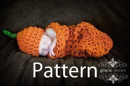 PDF Crochet Pattern - Newborn Pumpkin Cocoon Set