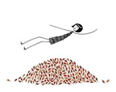 Autumn leaves // 4x6 art print // Eloise jumps in a pile of leaves