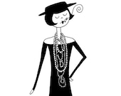Coco Chanel in the 1920s // 8x10 fashion art print illustration