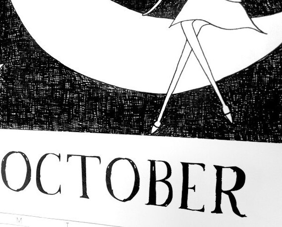 2013 Wall Calendar // 1920s style flapper doodle calendar // art deco PDF Printable