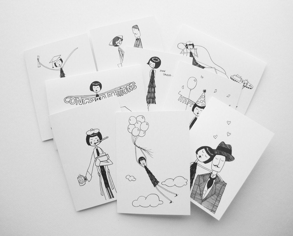 Greeting Card Assortment // Thank you - Birthday - Congratulations - Get Well and more // 11 cards