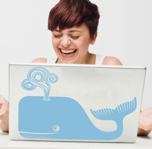 friendly whale laptop decal