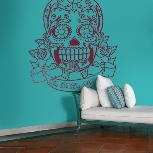 day of the dead sugar skull wall decal large