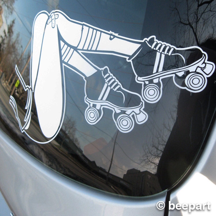 roller derby legs window/car decal