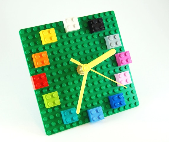 LEGO Plate clock with colorful bricks. fun home accessory geek decor