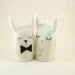 Customized wedding cake topper - bunny couple - animal cake topper
