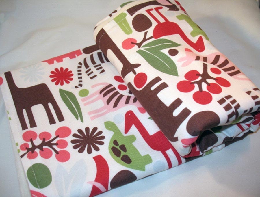 Cotton / Organic Stroller Blanket - 2D Zoo brown coral