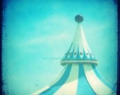 Big Blue Topping - Atlantic City Carousel Circus Fun you spin me ride me merry go around great fun spring blue Fine Art Print 8x8