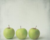 Autumn green 3 - Green apple, nursery art decor, still life, crisp, ripe green apples, harvest kitchen fall wall decor Fine Art Print 5x5