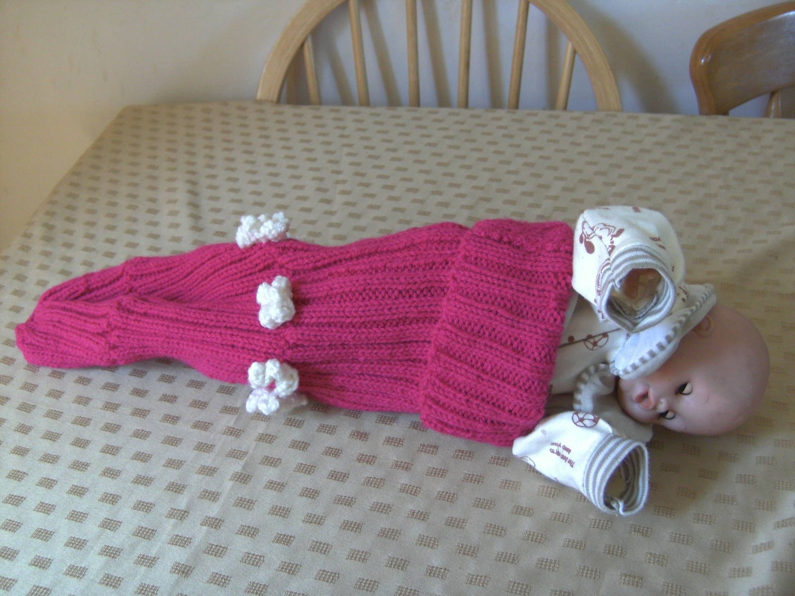 Pink flowery baby cocoon/baby sock
