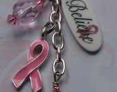 Breast Cancer Awareness BELIEVE Purse Backpack Keychain clip