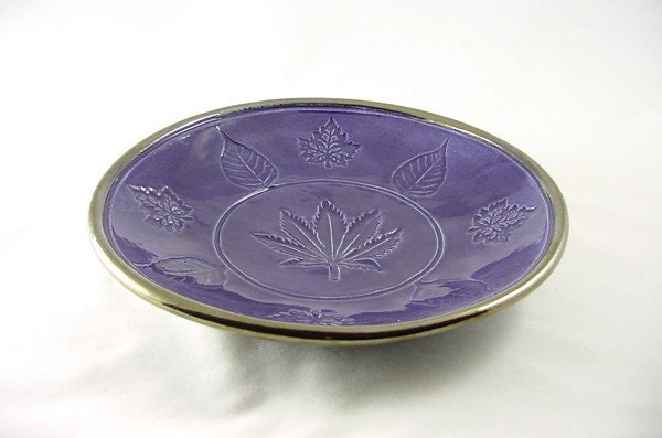 Raku LEAVES BOWL HANDMADE Ceramic  Pottery