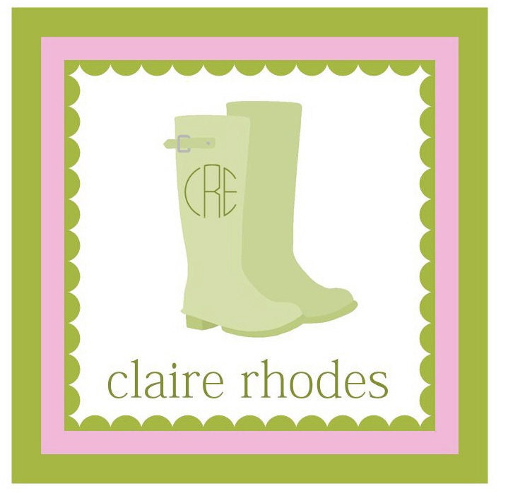Wellies Rain Boots Sticker, Enclosure Card, Book Plate, or Address Label - Set of 24