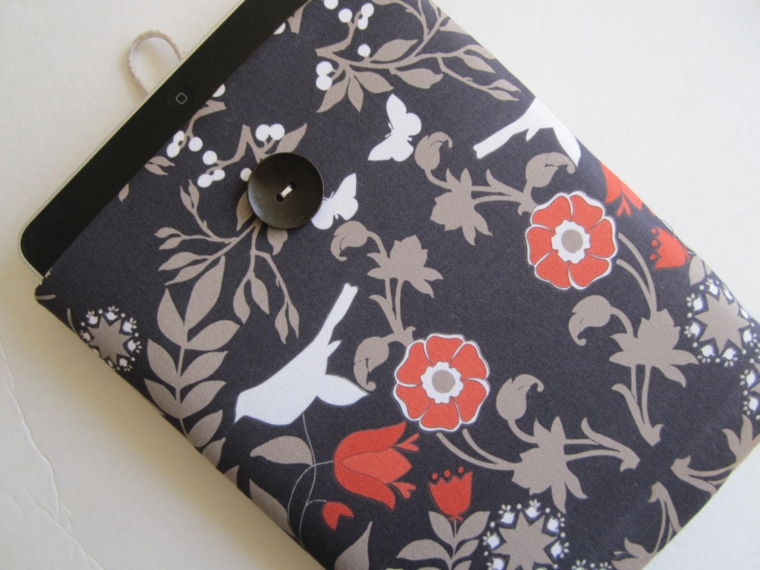 iPad Sleeve Case iPad Cover, Padded Handmade Case, Button Closure - Impressions