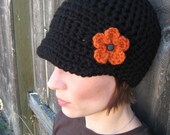 PATTERN Crochet Newsboy with Flower by Prairie Dog Arts - PDF