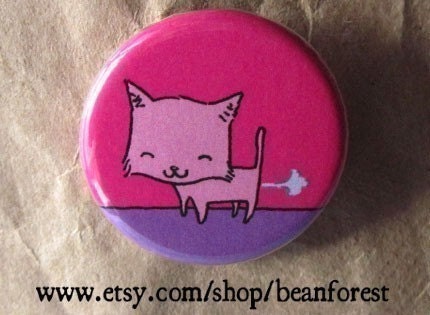 kitty farts - pinback button badge