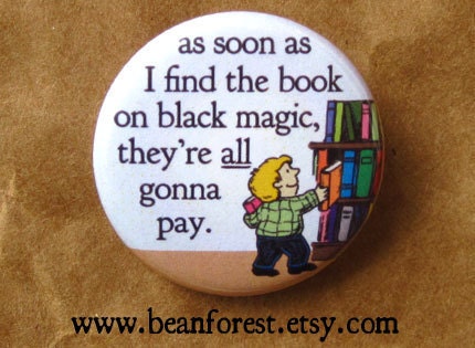 revenge at the library - pinback button badge